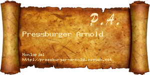 Pressburger Arnold névjegykártya